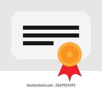 Certification Diploma Degree Icon Vector Flat Illustration