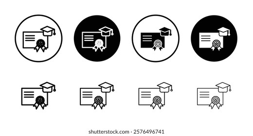 Certification diploma icon Thin line art isolated