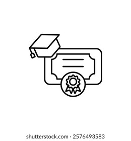 Certification diploma icon vector outline logo sign
