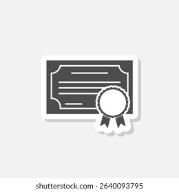 Certification document icon sticker isolated on gray background