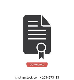Certification document text paper black vector icon