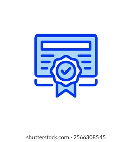 Certification Filled Line Icon. linear style sign for mobile concept and web design. Outline vector icon.