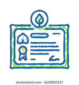 Certificación de construcción verde doodle icono bosquejo Vector. Certificación de construcción verde. Ilustración de símbolo aislado