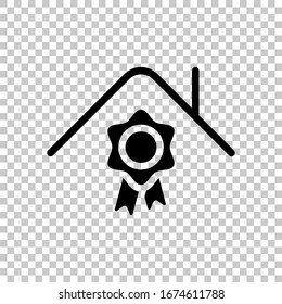 Certification house, certificate of quality for building. Black symbol on transparent background