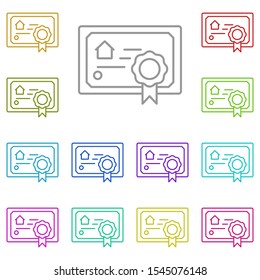 Certification, house multi color icon. Simple thin line, outline vector of real estate icons for ui and ux, website or mobile application
