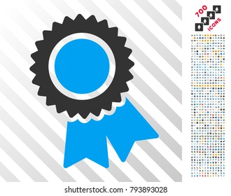 Certification icon with 700 bonus bitcoin mining and blockchain clip art. Vector illustration style is flat iconic symbols design for blockchain apps.