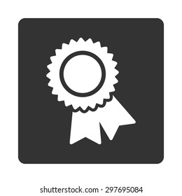 Certification icon from Award Buttons OverColor Set. Icon style is white and gray colors, flat rounded square button, white background.
