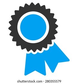 Certification icon from Competition & Success Bicolor Icon Set. This isolated flat symbol uses modern corporation light blue and gray colors.