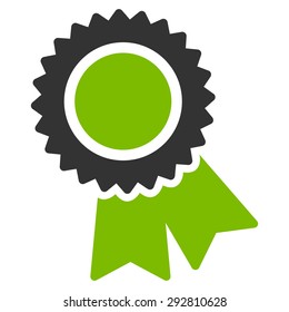 Certification icon from Competition & Success Bicolor Icon Set. Vector style: flat bicolor symbols, eco green and gray colors, rounded angles, white background.