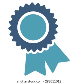 Certification icon from Competition & Success Bicolor Icon Set. Vector style: flat bicolor symbols, cyan and blue colors, rounded angles, white background.