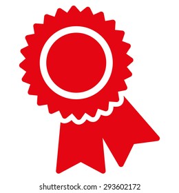 Certification icon from Competition & Success Bicolor Icon Set. Vector style: flat symbols, red color, rounded angles, white background.