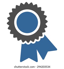 Certification icon from Competition & Success Bicolor Icon Set. Vector style: flat bicolor symbols, cobalt and gray colors, rounded angles, white background.