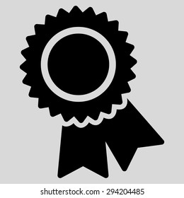 Certification icon from Competition & Success Bicolor Icon Set. Vector style: flat symbols, black color, rounded angles, light gray background.