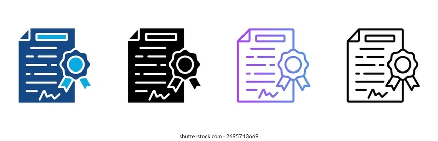 Ícone de certificação Ilustração de vetor de vários estilos
