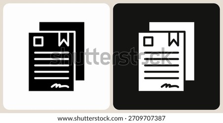 Certification icon in simple glyph style, shown in black on white and white on dark.