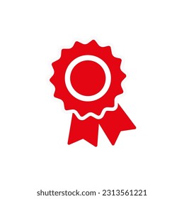 Certification icon. Vector illustration style is flat iconic symbol, red color, transparent background. Designed for web and software interfaces.