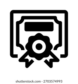 Symbol "Zertifizierungslinie", Kontursymbol für die offizielle Genehmigung, Qualifikationsvalidierung, Dokumentenautorisierung, Qualifikationserkennung und Konformitätsnachweis. Vektorsymbol.