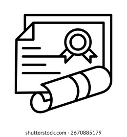 Ilustração de vetor de ícone de linha de certificação
