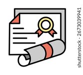 Certification lineal color icon vector illustration