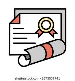 Zertifizierungs-Linearfarbsymbol, Vektorgrafik