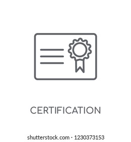 Certification linear icon. Modern outline Certification logo concept on white background from Human Resources collection. Suitable for use on web apps, mobile apps and print media.