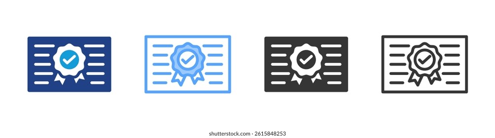 Certification Mark icon set multiple style collection