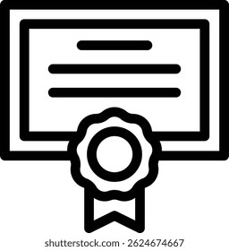 certification outline black icon for education theme
