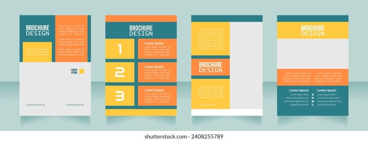 Certification program blank brochure design. Template set with copy space for text. Premade corporate reports collection. Editable 4 paper pages. Bebas Neue, Lucida Console, Roboto Light fonts used