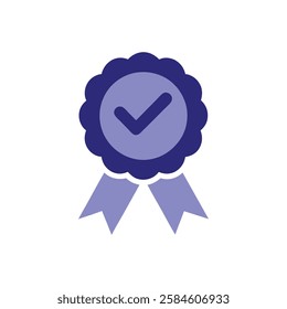 Certification Ribbon with Checkmark and Double Layer Design