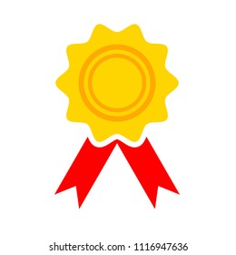 Certification Seal Icon - Vector Award Badge, Certificate Icon - Warranty Ribbon Stamp Symbol - Quality Guarantee Sign