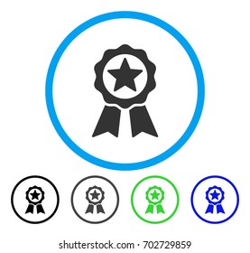 Certification Seal rounded icon. Vector illustration style is a flat iconic symbol inside a circle, black, grey, blue, green versions. Designed for web and software interfaces.