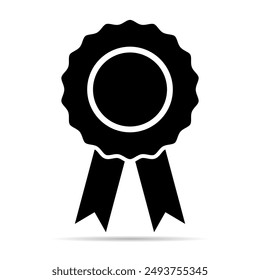 Certification seal shadow award icon, ribbon web stamp symbol, label vector illustration .