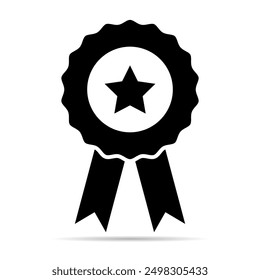 Certification seal shadow award icon, ribbon web stamp symbol, label vector illustration .