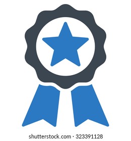 Certification Seal vector icon. Style is bicolor flat symbol, smooth blue colors, rounded angles, white background.