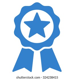Certification Seal vector icon. Style is flat symbol, cobalt color, rounded angles, white background.