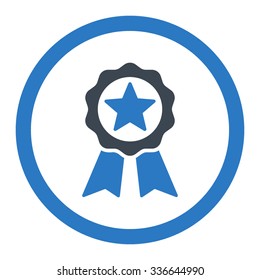 Certification Seal vector icon. Style is bicolor flat rounded symbol, smooth blue colors, rounded angles, white background.