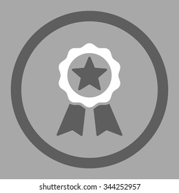 Certification Seal vector icon. Style is bicolor flat rounded symbol, dark gray and white colors, rounded angles, silver background.