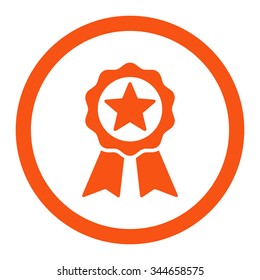 Certification Seal vector icon. Style is flat rounded symbol, orange color, rounded angles, white background.