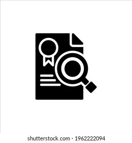 Certification search icon in glyph style. Vector icon illustration