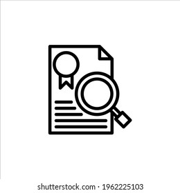 Certification search icon in line style. Vector icon illustration
