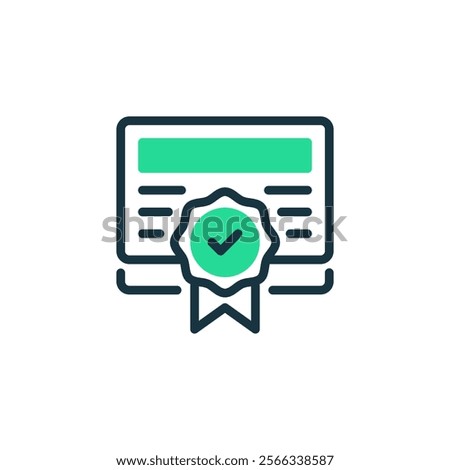 Certification Two Tone Color Icon. linear style sign for mobile concept and web design. Outline vector icon.