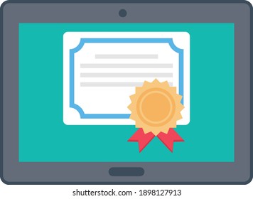 certification vector colour flat icon