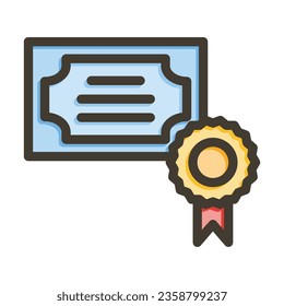 Certification Vector Thick Line Filled Colors Icon For Personal And Commercial Use.
