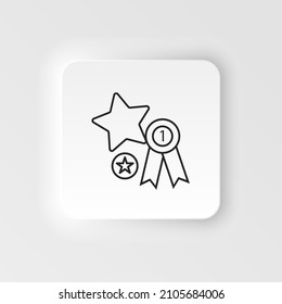 Certificación, ganador, icono de vector de estilo neumórfico favorito. Estilo de neutralismo. Icono de vector de estilo neumórfico favorito del ganador de la certificación. Estilo de neumorfismo sobre fondo blanco.