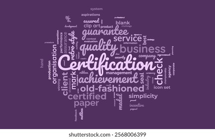 Certification word cloud template. Certification concept vector tagcloud background.
