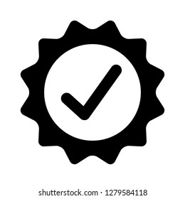 Certified or approved with checkmark /check mark flat vector icon for apps and websites