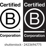 Certified B Corp Icon, B Corp Certification logo. B Corp Certification logotype, logo, icon, emblem. Certification standard.