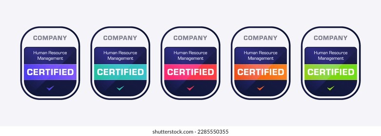 Certified Badge Design Human Resource Management Template. Digital Certification Logo Vector Illustration