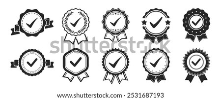Certified badge icon on transparent background. Approved or certified medal icon. Qualification certificate medal. Quality award ribbon sign