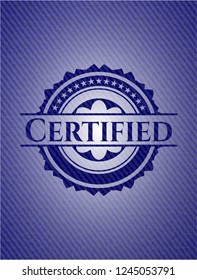 Certified badge with jean texture